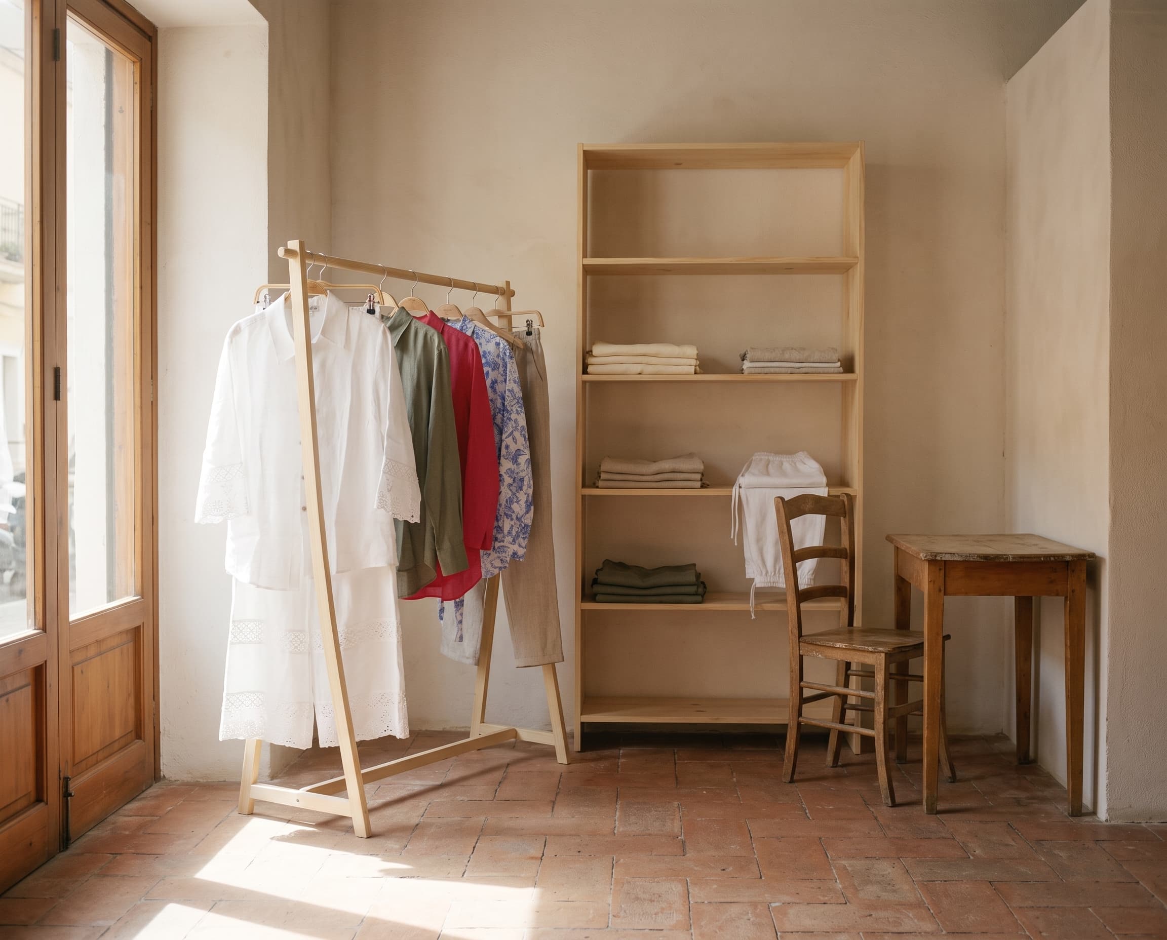 Interno della boutique Piazza Mata, luce naturale dalla vetrina